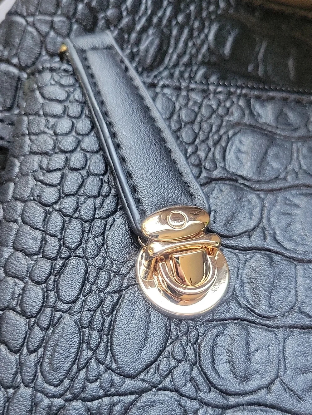 Black Croc-Embossed Cosmetic Bag Set